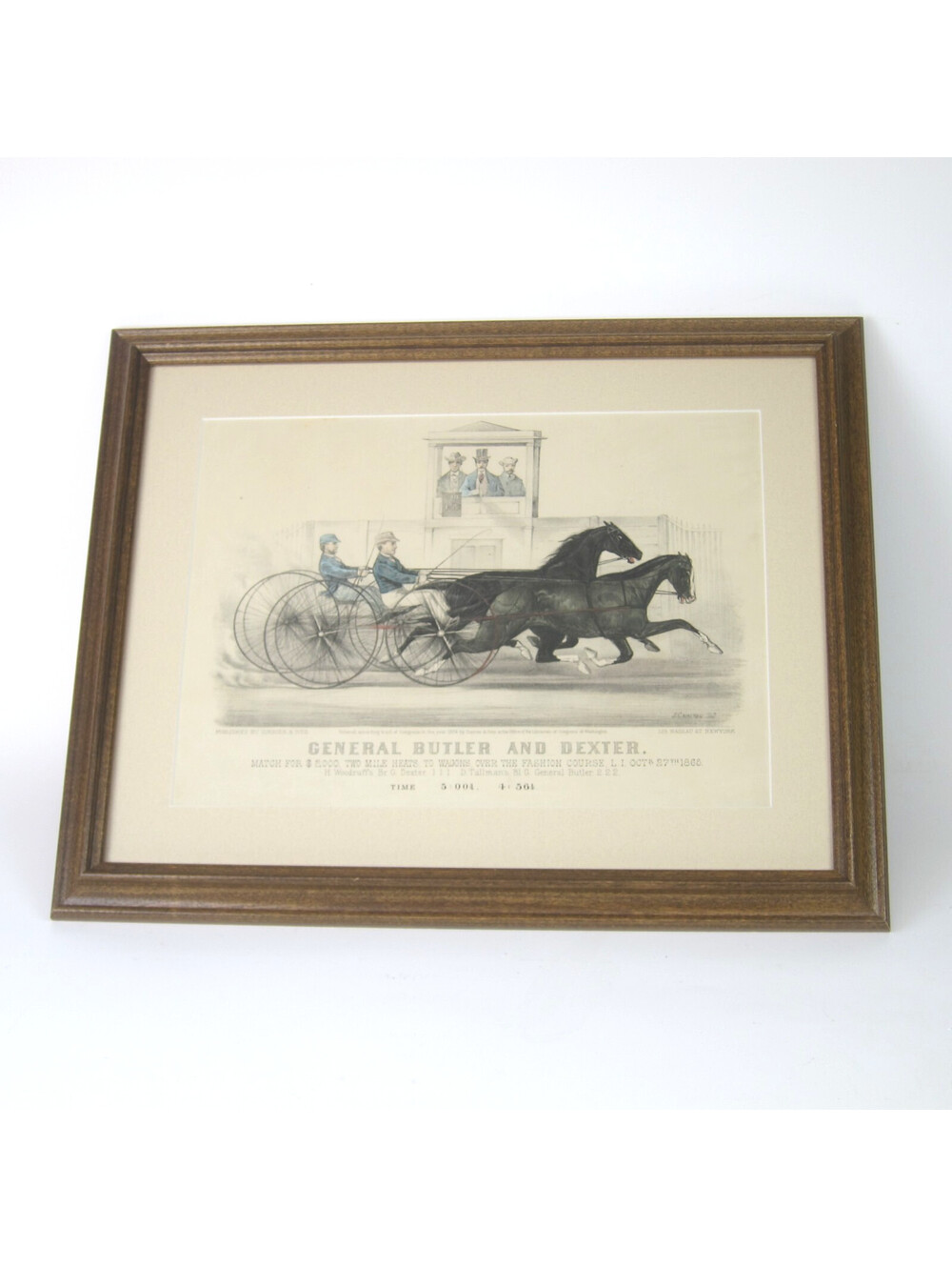 Antique Currier & Ives Hand Colored Lithograph General Butler Dexter Horses 1874